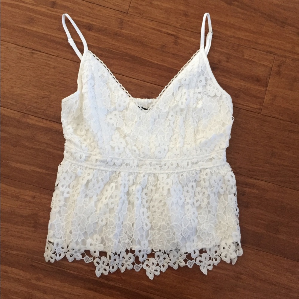 Abercrombie White Lace Peplum Tank